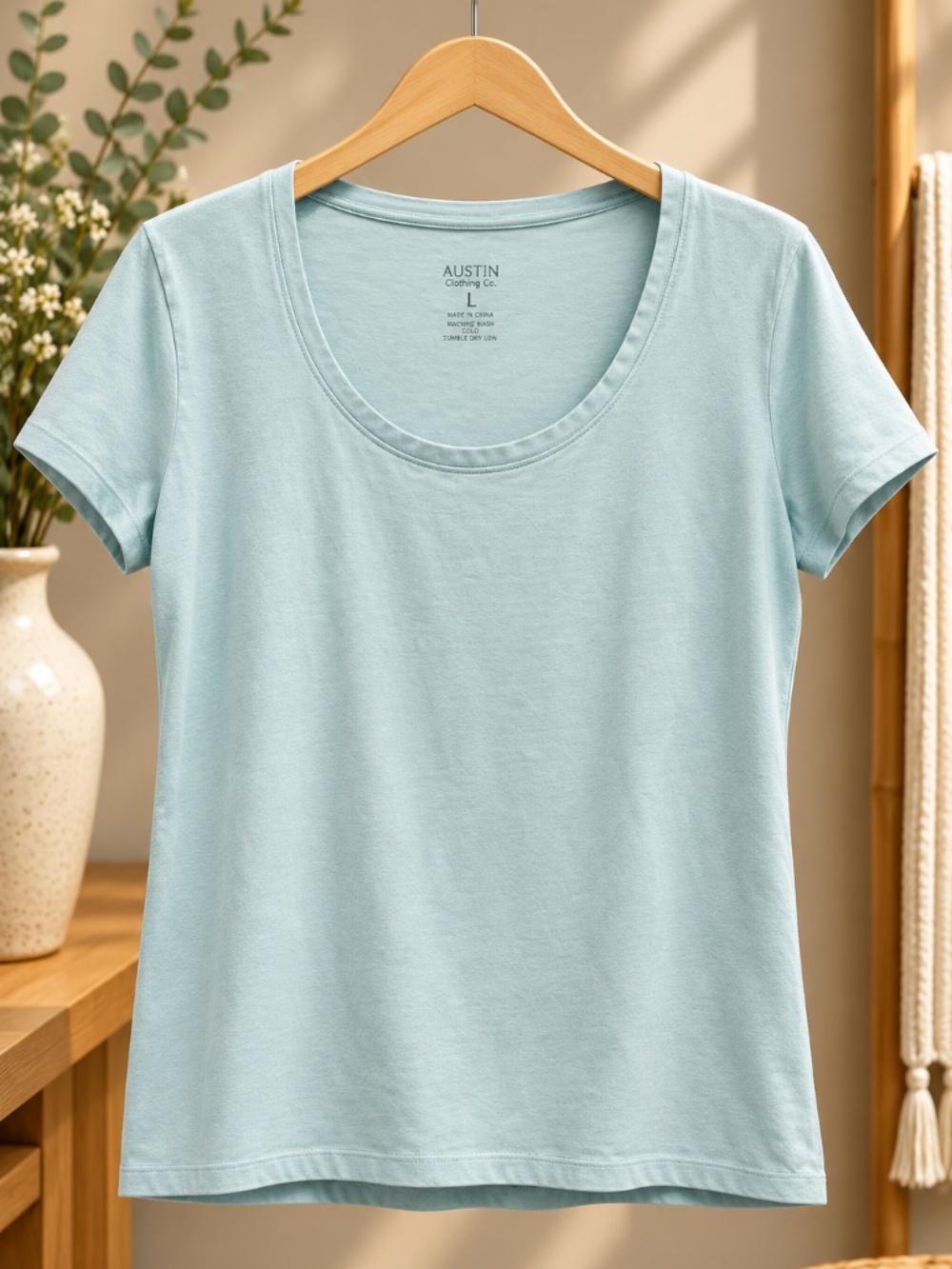 Austin Clothing Co Light Blue Scoop Neck Short Sleeve Tee Size L